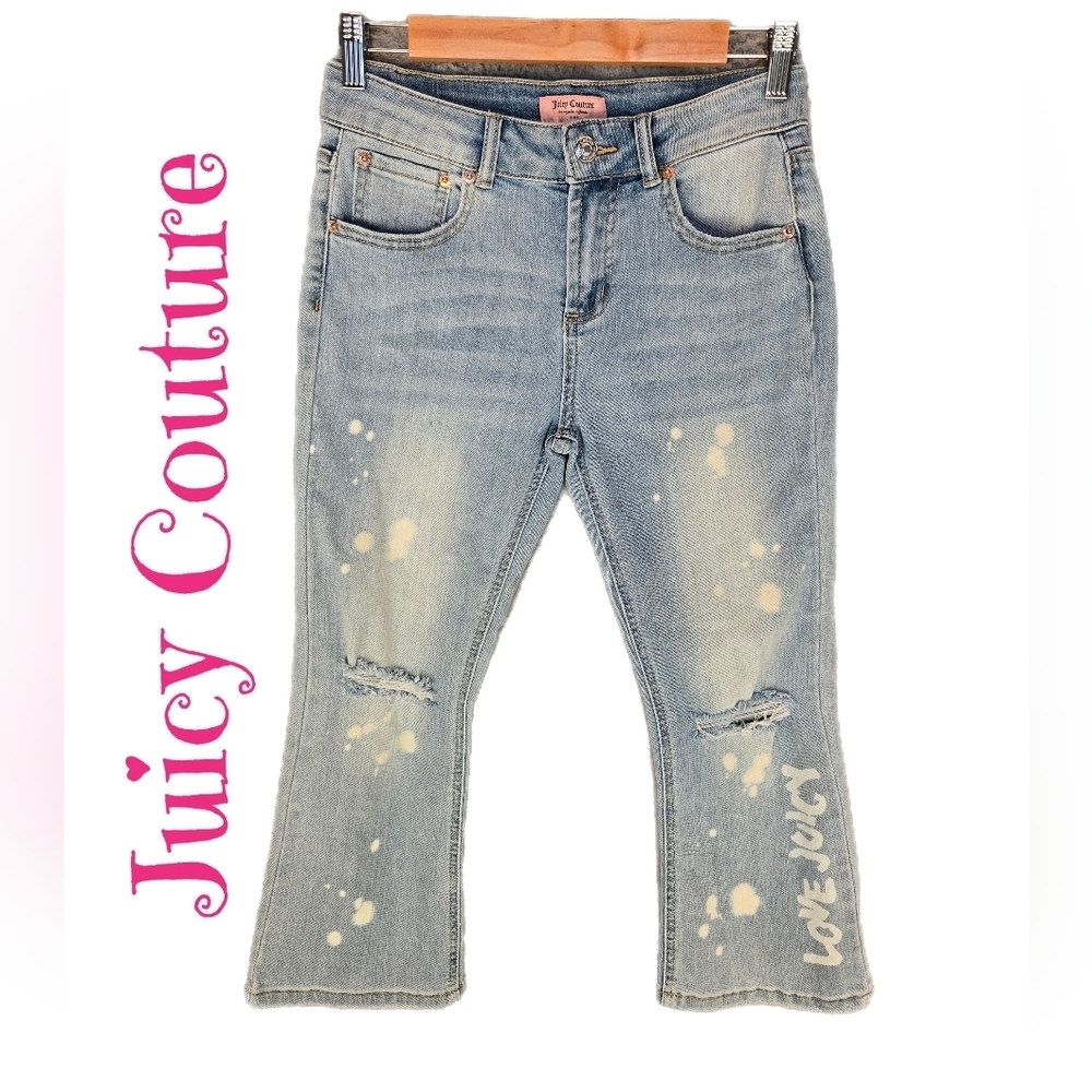 Juicy Couture Kids Cropped Kick Flare Jeans Sz 12 Lightwash Denim